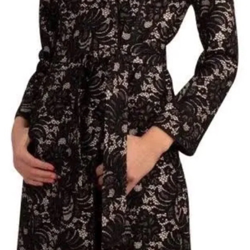 Trina Turk Black Lace Trench Coat - Picture 7 of 7